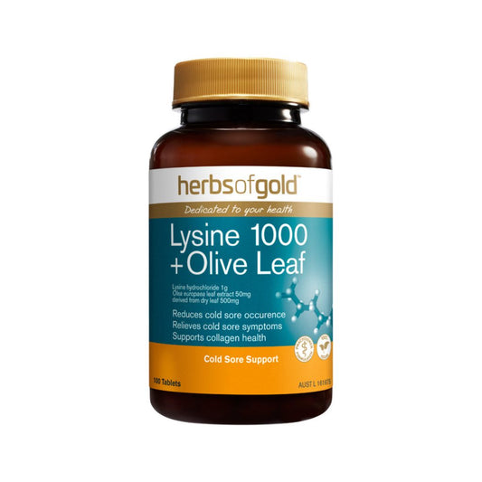 Lysine 1000 + Olive Leaf (100 tablets) - Herbs of Gold